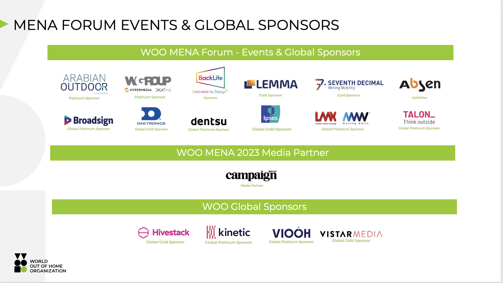 Sponsors confirmed for WOO MENA Forum